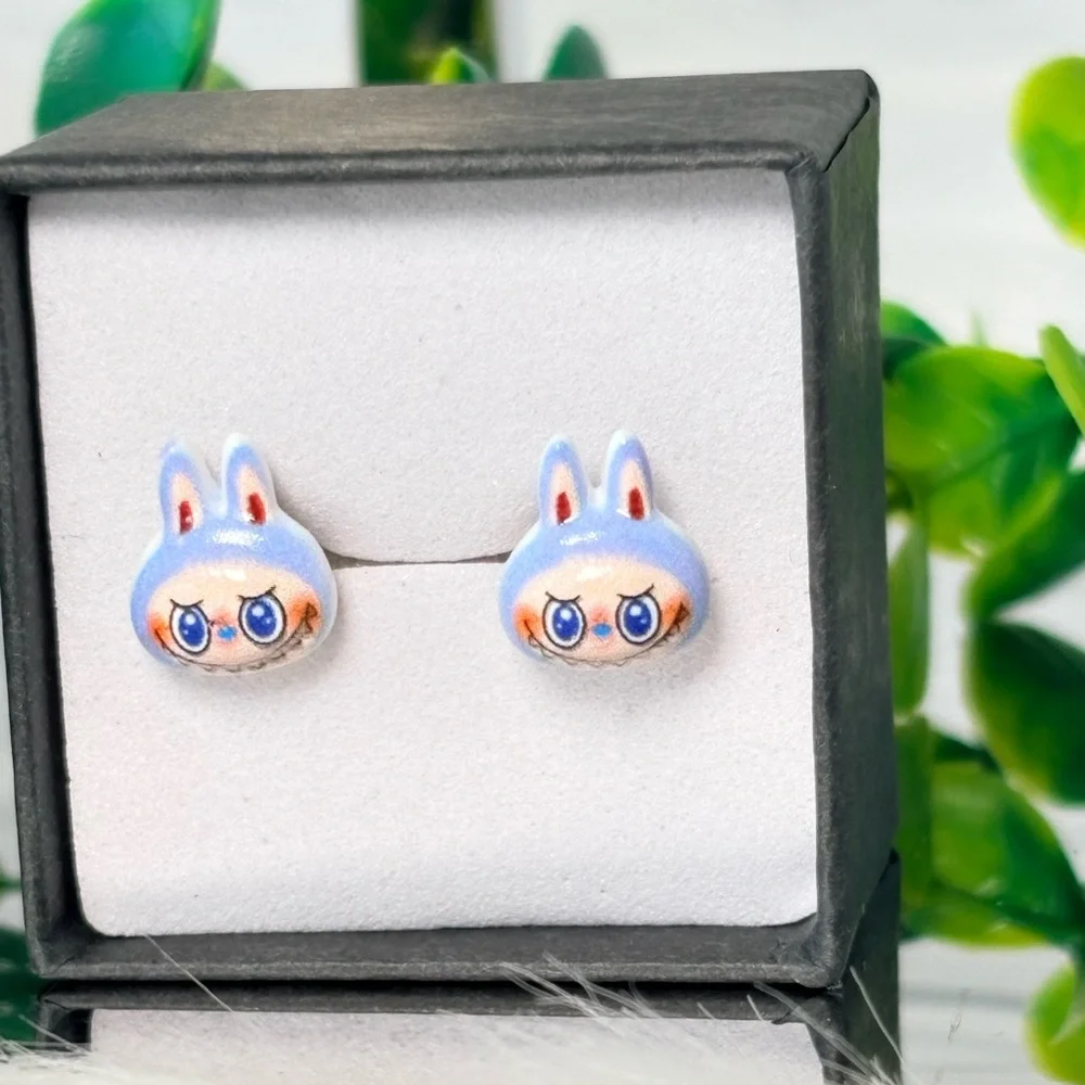 Cute Blue Monster Character Stud‎ Earrings